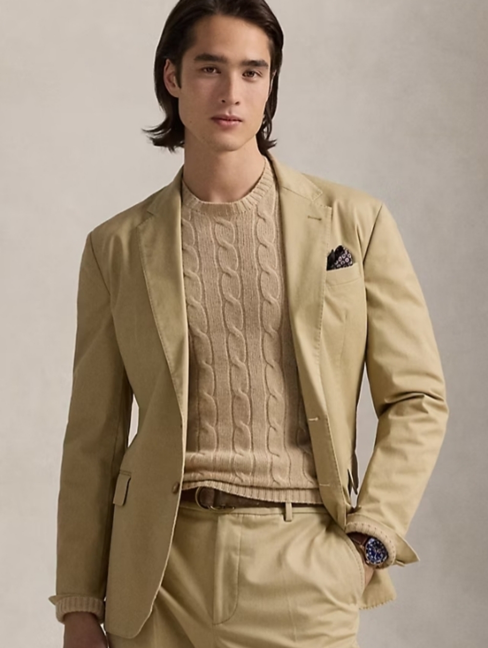 POLO RALPH LAUREN TAN 100% COTTON SPORT COAT BLAZER MADE IN ITALY